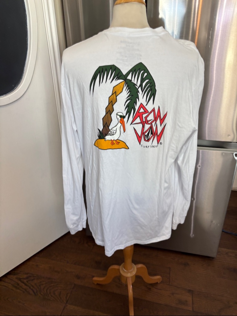 Ron Jon White Long-Sleeve Tee with Palm Tree & Pelican Graphic
